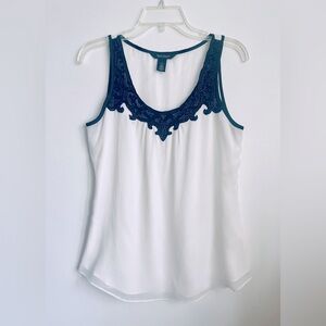 Size S White House Black Market White Embroidered Top